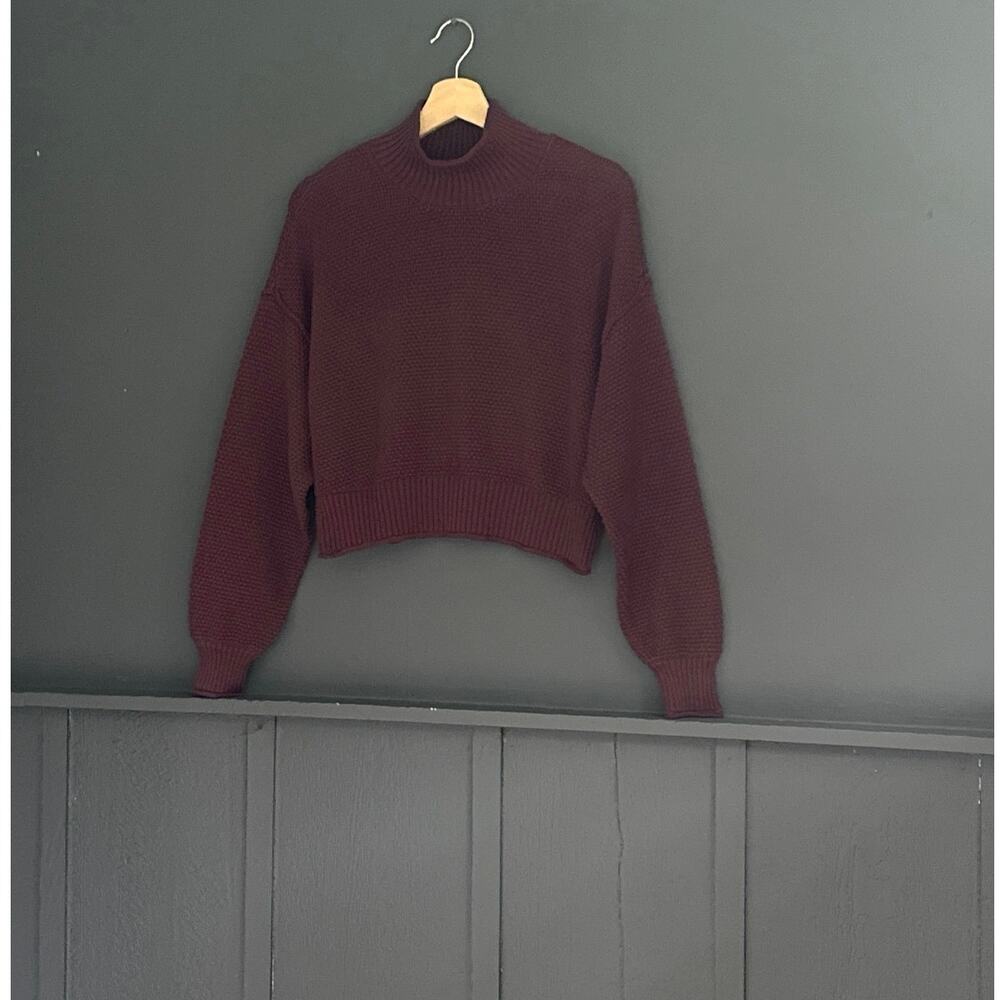 Free People Beach Hailee Knit Semi Cropped Sweater In Vintage Wine Size XS - Picture 11 of 11